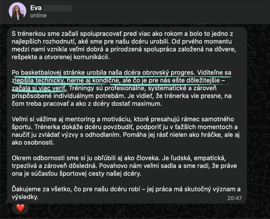 Správa od: Eva